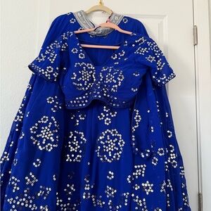 Elegant Blue Lehenga with Silver Embellishments